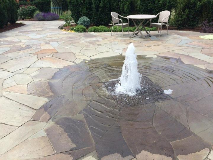 Flagstone courtyard with fountain